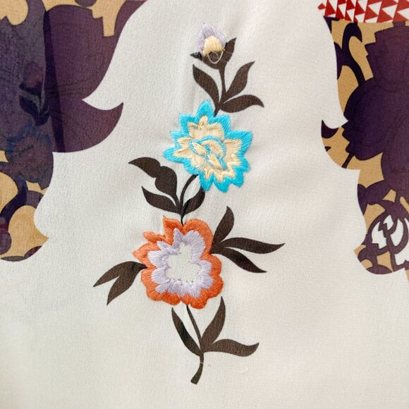 Anthropologie Vineet Bahl Garden Collage Maxi Dress Size 6 Brown Motif Embroider - Picture 7 of 16